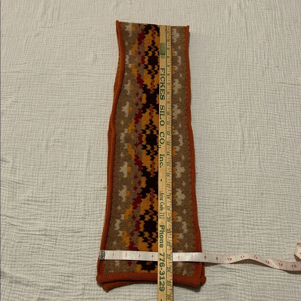 Echo Women’s Brown & Orange Knit Scarf 100% LambsWool Preppy Goblin Core Earthy